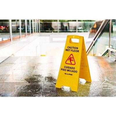 Alpine Industries Caution Wet Floor Sign Plastic in Yellow | 24 H x 11.8 W x 0.7 D in | Wayfair 499-10PK