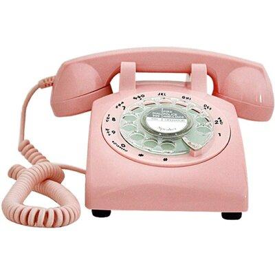 Inbox Zero 1960'S Style Retro Old Fashioned Rotary Dial Telephone in Pink, Size 6.0 H x 10.0 W x 11.0 D in | Wayfair