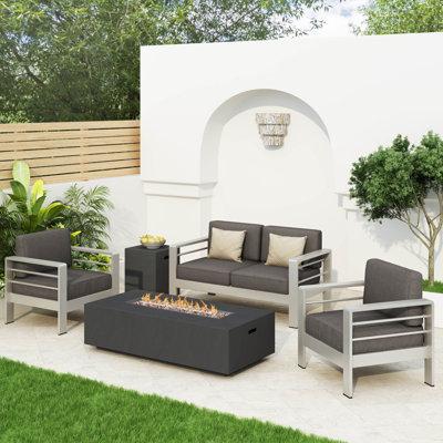 Wade Logan® Caggiano 5 Piece Sofa Seating Group w  Cushions Metal in Gray | Outdoor Furniture | Wayfair 2EE23E7F6DB44700BEE59181A2E292A1