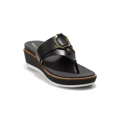 Cole Haan Black Leat Original Grand Flatform Thong Sandals