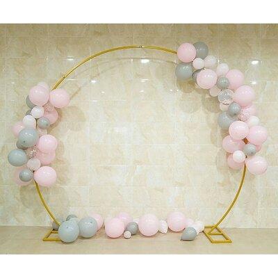 DENYO Metal Wrought Iron Wedding Round Arch Backdrop (Gold) in Yellow, Size 100.5 H x 110.3 W x 22.0 D in | Wayfair 11375