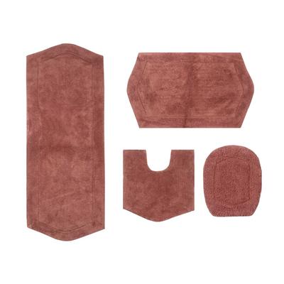 Waterford 4-Pc. Set Bath Rug Collection With Lid Cover by Home Weavers Inc in Coral