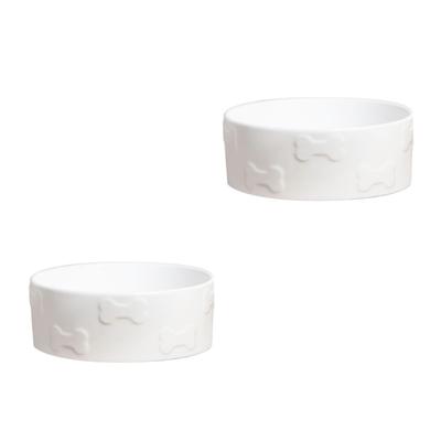 Set Of Two Manor White Small Pet Dog Cat Bowls by Park Life Designs in White