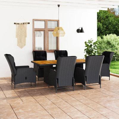 Red Barrel Studio® Patio Dining Table & Chairs Furniture Set Poly Rattan Wicker/Rattan in Brown | 78.74 W x 39.37 D in | Wayfair