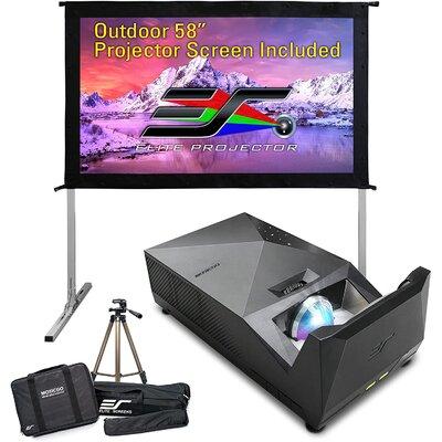 Eliteprojector Ultra Short Throw Projector IPX2 Li-Ion Battery Native 1080P UST CLR DLP LED Included w/ Elite Screens OMS58H2 Tripod Stand, MGFU-S | Wayfair