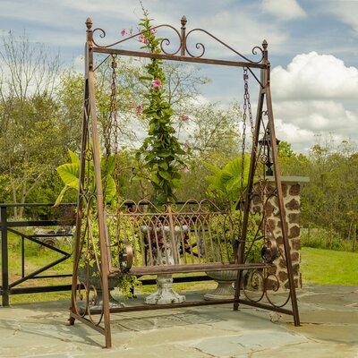 Bloomsbury Market Valley Forge Two-Person Metal Porch Swing Metal in Brown | 91 H x 57.5 W x 35 D in | Wayfair 8B992A03C1074D84AE94A2A48AAFC483