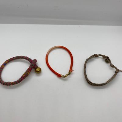 Anthropologie Jewelry | Lot Of Three Gold Tone Hardware Bracelets | Color: Orange/Pink | Size: Os