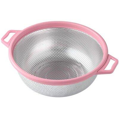 Cascade Stainless Steel Colander w/ Handle & Legs, Large Metal Strainer For Pasta, Spaghetti, Berry, Veggies, Fruits, Noodles, Salads in Pink