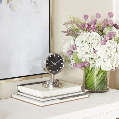 Greyleigh™ Analog Stainless Steel Mechanical Tabletop Clock Stainless Steel in Gray | 6.75 H x 4.2 W x 4 D in | Wayfair