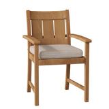 Summer Classics Croquet Teak Patio Dining Armchair w/ Cushions Wood in Brown/White, Size 37.75 H x 24.25 W x 27.0 D in | Wayfair 28304+C0306101N