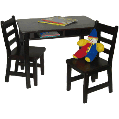 Lipper Child's Rectangle Table & 2 Chairs Espresso