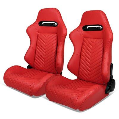 Modern Depo Universal Racing Seats Pair w/ Dual Sliders Foam Padding in Black/Brown/Gray, Size 33.86 H x 21.65 W x 21.26 D in | Wayfair