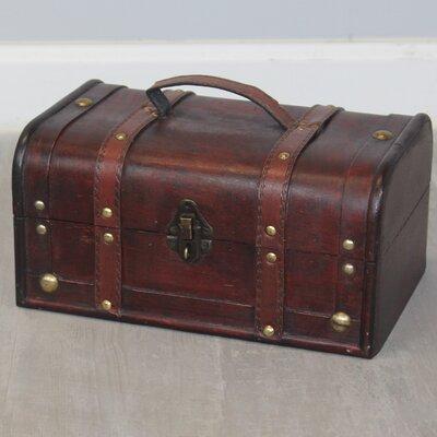 Alcott Hill® Decorative Wood Treasure Box Trunk in Brown/Red, Size 5.5 H x 11.0 W x 7.0 D in | Wayfair 46F31DE657754CC7892470CC433418CB