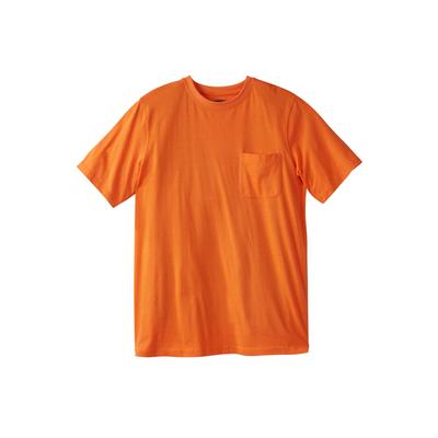 Men's Big & Tall Shrink-Less Lightweight Pocket Crewneck T-Shirt by KingSize in Heather Orange (Size 9XL)