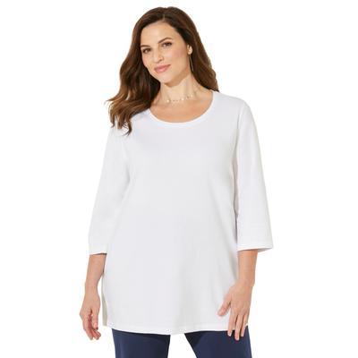 Plus Size Women's Suprema® Feather Together Tee by Catherines in White (Size 3XWP)