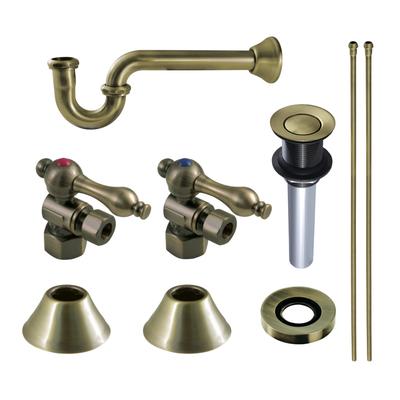 Kingston Brass CC43103VKB30 Traditional Plumbing Sink Trim Kit with P-Trap and Drain, Antique Brass - Kingston Brass CC43103VKB30