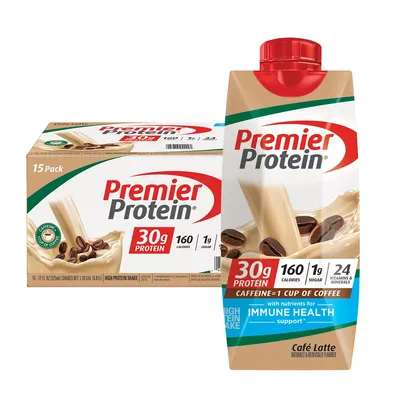 Premier Protein 30g High Protein Shake, Cafe Latte (11 fl. oz., 15 pk.)