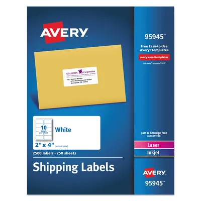 Avery Shipping Labels, Laser/Inkjet, 2