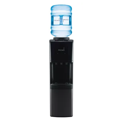 Primo Deluxe Top Loading Hot/Cold Water Dispenser with Leak Guard, Black/Black Stainless