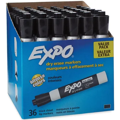 EXPO Low Odor Chisel Tip Dry Erase Marker, Black (36 pk.)