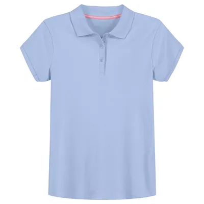 Izod Girls' Short Sleeve Polo Light Blue 6