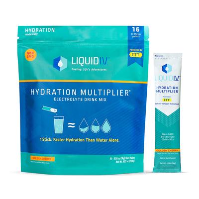 Liquid I.V. Golden Cherry Powdered Hydration Multiplier (16 pack) - Powdered Electrolyte Drink Mix Packets