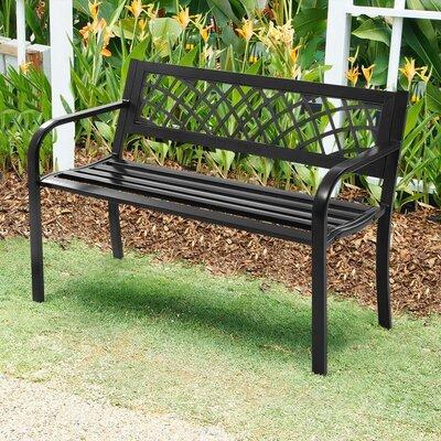Red Barrel Studio® Antique Steel Bench Patio Garden Chair Porch Cast For Outdoor Metal in Black | 31 H x 39.5 W x 21 D in | Wayfair