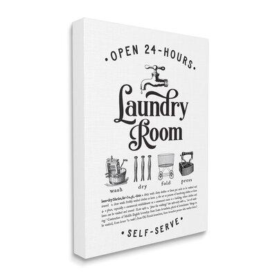Stupell Industries Vintage Laundry Room Definition Wash Dry Fold by Lettered & Lined - Advertisements Print Canvas in Gray | Wayfair