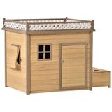 Tucker Murphy Pet™ Annabal Natural Wood Insulated Dog House Wood House in Brown, Size 37.4 H x 39.4 W x 33.4 D in | Wayfair