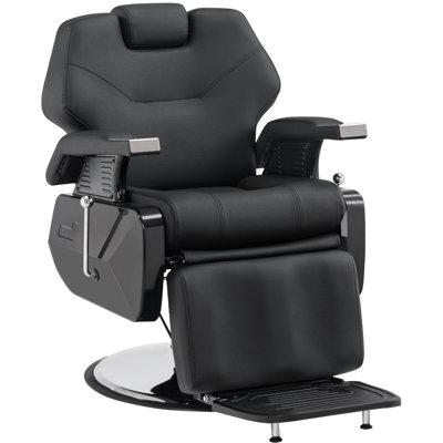 Elianah Inbox Zero Hydraulic Recline Barber Chair All Purpose Salon Beauty Spa Styling Equipment 9208, Leather, Size 39.0 H x 26.0 W x 35.0 D in