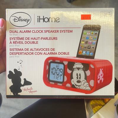 Disney Cell Phones & Accessories | Disney Minnie Mouse Ihome Dual Alarm Clock Speaker For Ipod | Color: White/Gray | Size: Os