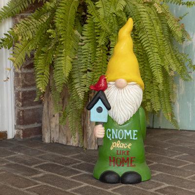 Trinx Gnome Place Like Home Garden Figurine Resin in Green/White/Yellow | 24 H x 8.66 W x 9 D in | Wayfair 3D32D7D82A2C4FFDB0C363017B3B97FE