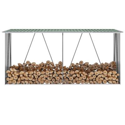 Arlmont & Co. Outdoor Log Storage Log Holder w/ Roof Log Galvanized Steel 129.9