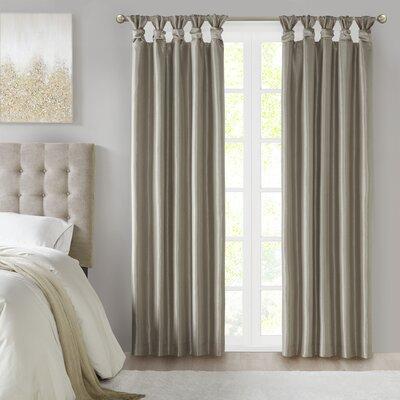 Willa Arlo™ Interiors Rondo Faux Silk Twist Tab Total Blackout Window Curtain Panel Polyester in Gray | 95 H in | Wayfair