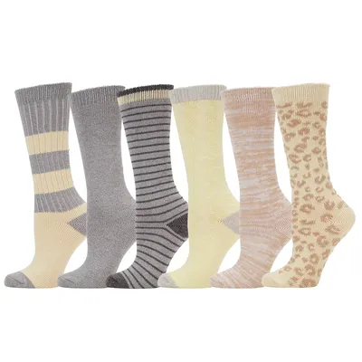 Social Standard by Sanctuary Ladies 6pk Cotton Boot Socks Leopard One Size