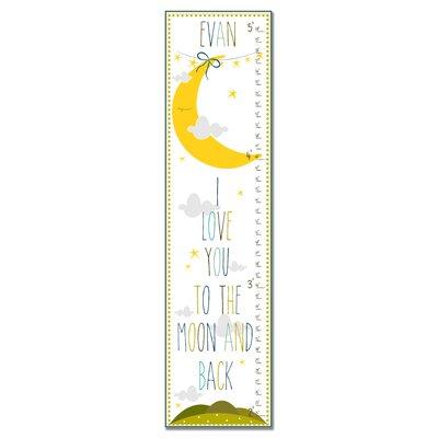 Finny and Zook I Love You to the Moon and Floral Moon Personalized Canvas Growth Chart Canvas in Indigo | 39 H x 10 W in | Wayfair gc0001