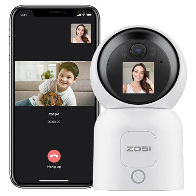 ZOSI 4MP 360°Pan/Tilt Security IP Camera for Baby/Pet w/ One-Touch Call, 2-Way Talk, Human Tracking in White | 9 H x 8 W x 9 D in | Wayfair