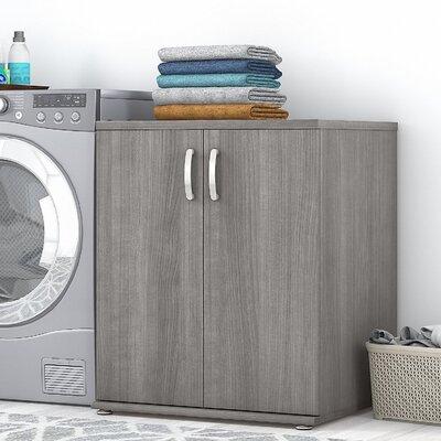Bush Business Furniture Universal Laundry Room Storage Cabinet w  Doors & Shelves Manufactured Wood in Gray | 33.98 H x 28.35 W x 24.69 D in | Wayfair