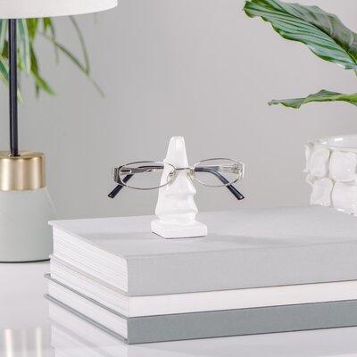Wade Logan® Boleslao Nose Modern Eyeglass Holder Desk Organizer Plastic in White | 3.75 H x 1.5 W x 1.25 D in | Wayfair