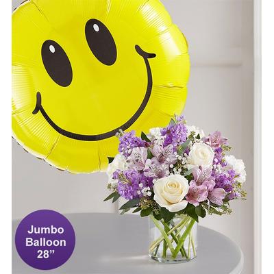 Lovely Lavender Medley with Jumbo Smile Balloon Medium by 1-800 Flowers