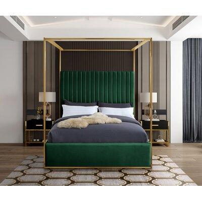 Mercer41 Heersa Bed Upholstered/Velvet/Metal in Green | 79 H x 66.5 W x 86.5 D in | Wayfair 4357831EEC5249E2A978E0C8B917132D