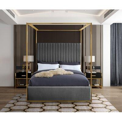 Mercer41 Heersa Velvet Bed Wood & /Upholstered/Velvet in Gray | 79 H x 66.5 W x 86.5 D in | Wayfair 70CA13BE01D74CCF95D1715E6A277589