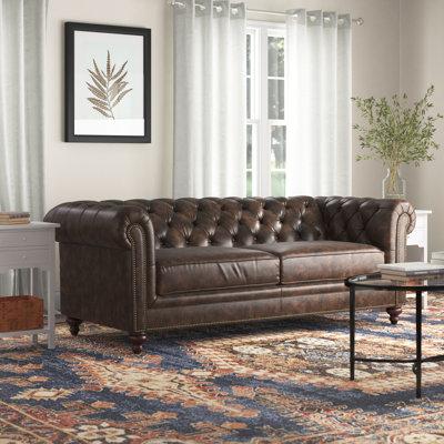 Lark Manor™ Withernsea 86" Genuine Leather Sofa Genuine Leather in Brown | 31 H x 86 W x 39 D in | Wayfair E51ABB88359446D3811B7C852C3F5318