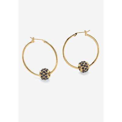 Women's Goldtone Charm Hoop Earrings (32mm) Round Simulated Birthstone by PalmBeach Jewelry in September
