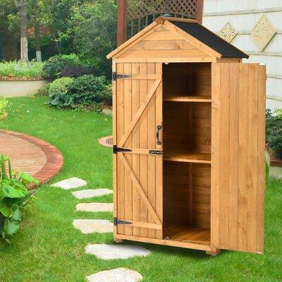 Kang Kai Waterproof 3 ft. W x 2 ft. D Solid Wood Lean-to Storage Shed in Brown, Size 69.3 H x 35.4 W x 20.9 D in | Wayfair WSSH16Y