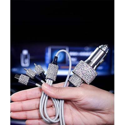 Tech Zebra Electronic Chargers White - White Glitter Multi-Port Car Charger