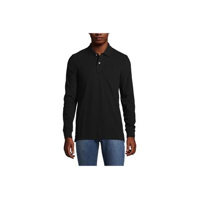 Men's Tall Comfort First Long Sleeve Mesh Polo - Lands' End - Black - L