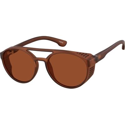 Zenni Aviator Rx Sunglasses Brown Plastic Full Rim Frame