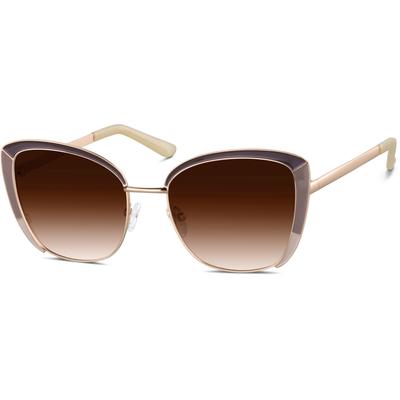Zenni Women's Cat-Eye Rx Sunglasses Coffee Shop Stainless Steel Full Rim Frame