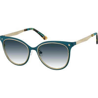 Zenni Women's Cat-Eye Rx Sunglasses Green Stainless Steel Full Rim Frame
